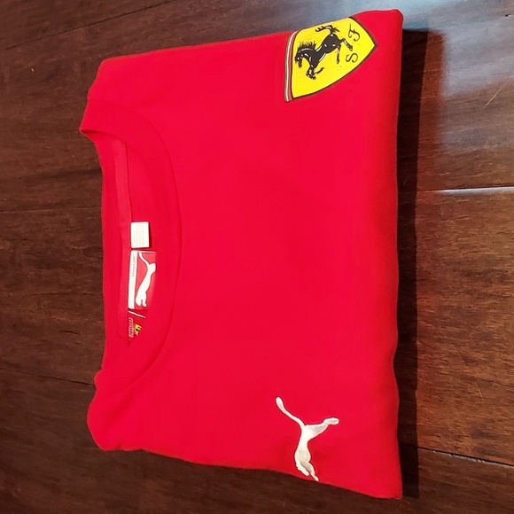 Puma Scuderia Ferrari Red Cotton Rolled Short Sleeve T-Shirt Size Medium - Picture 7 of 10